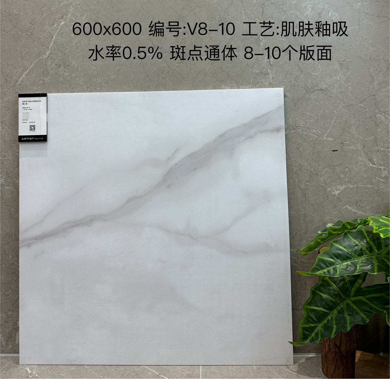 阿迪斯室内砖 肌肤釉 雅士白V8-10 一砖多面