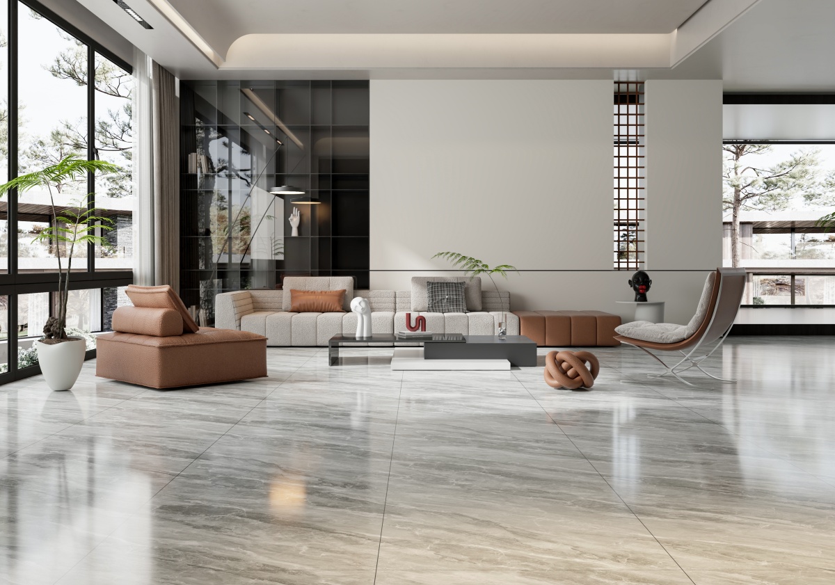 812H1233伏尔加灰 亮光 12mm通体厚岩板 一石五面 自然切面 超防滑