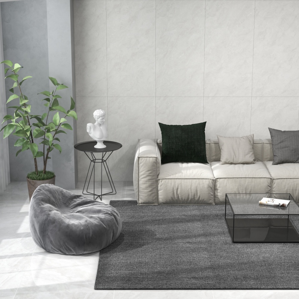 亮光 通体超平釉  JM61205大西洋灰一石五面 自由连纹 亮光通体