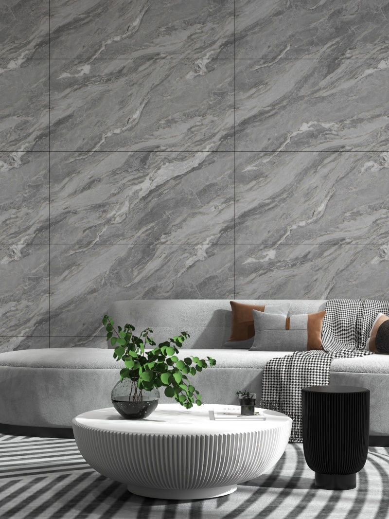 亮光 金砖王通体大理石 999K126018印度金 一石五面 自由连纹 钛金工艺 亮光通体