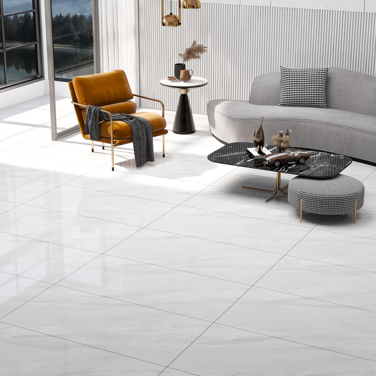 亮光 超晶通体大理石 TC126510云海灰 一石五面 自由连纹 亮光通体