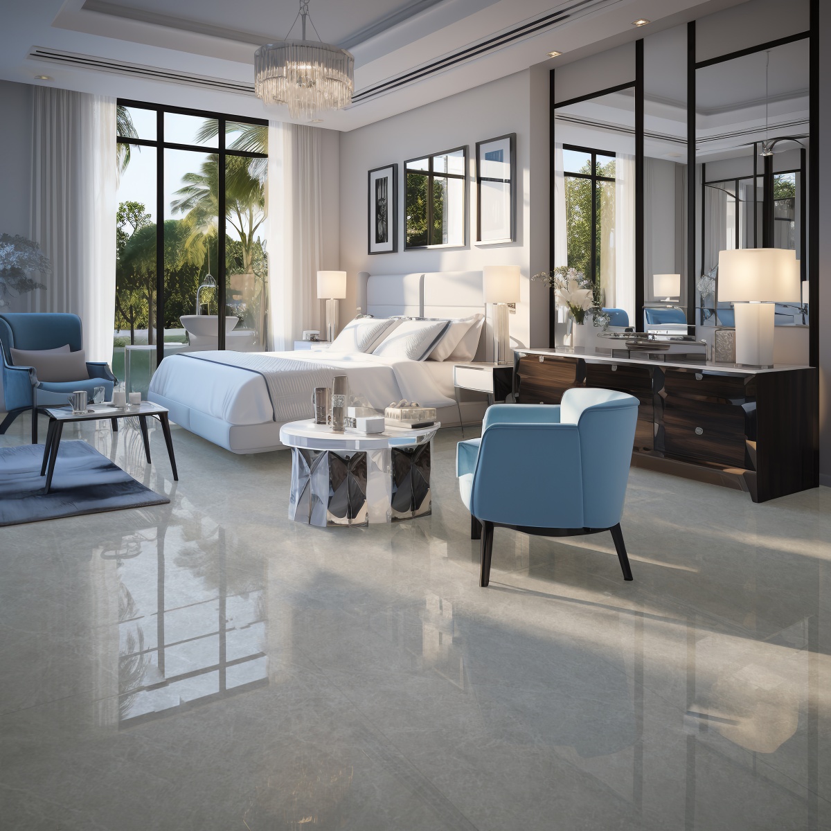 亮光 超晶通体大理石 GTL1261811素雅灰 一石五面 自由连纹 亮光通体