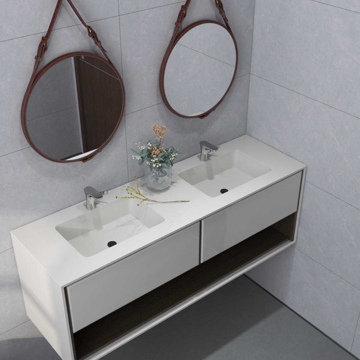 亮光 通体大理石 GT48608逍遥灰 一石三面 自然切面 亮光通体中板