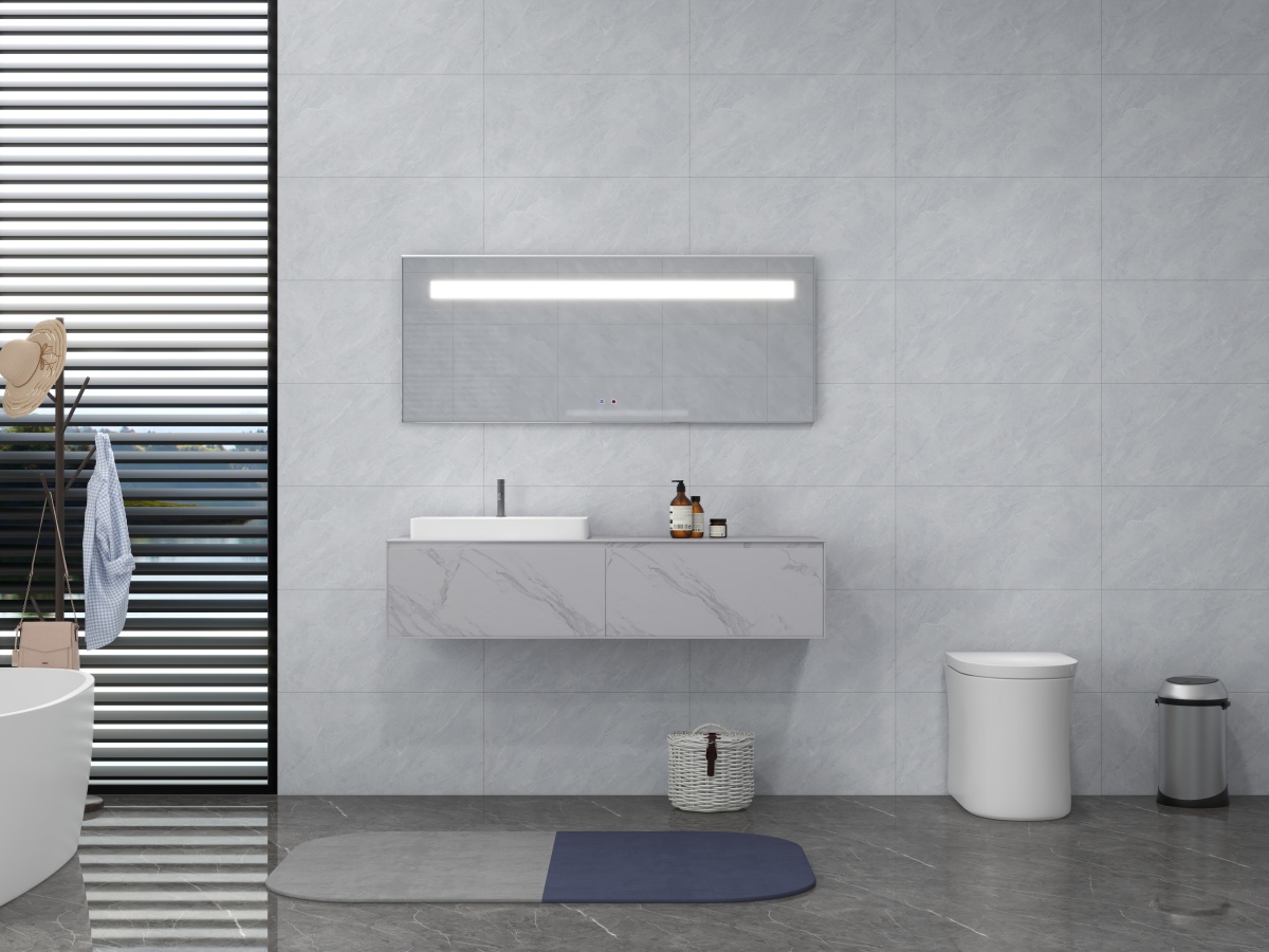 亮光 通体大理石 GT48607天籁灰 一石四面 自然切面 亮光通体中板